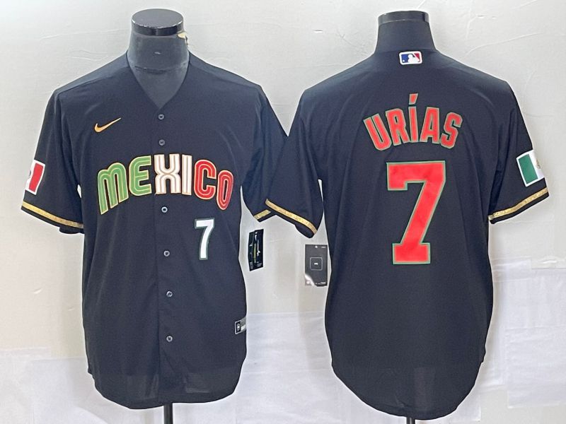 Men 2023 World Cub Mexico #7 Urias Black Nike MLB Jersey style 91840-0